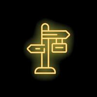 Neon signpost showing different directions on black background vector