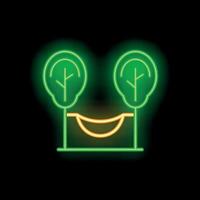 Neon green hammock hanging between two trees icon vector