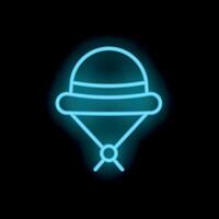 Bright neon icon of a bucket hat glowing on dark background vector