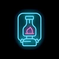 Blue and pink neon sign of a kerosene lamp on black background vector