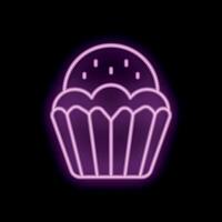 Neon sign showing a delicious cupcake with icing and sprinkles vector