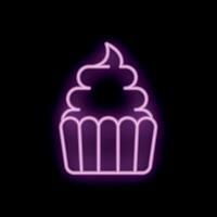 Vibrant neon sign depicting a delicious cupcake with swirls of frosting vector