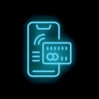 Neon style icon showing smartphone making mobile payment vector