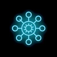Neon blue virus connecting with circles on black background vector