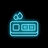 Neon sign of pregnancy test showing positive result with two drops icon on black background vector