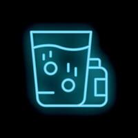 Neon icon of dissolving effervescent tablets in a glass of water vector