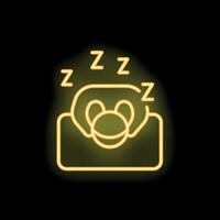Neon sign showing a sleeping monkey in a bed vector