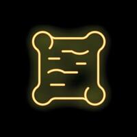 Glowing neon icon of an ancient scroll with writing on it vector