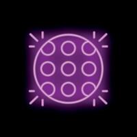 Neon party disco ball shining with bright purple light beams vector