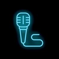 Glowing neon microphone icon representing music and entertainment vector