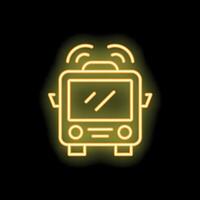 Yellow neon sign of a bus honking on a black background vector