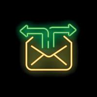 Neon mailbox icon showing sending and receiving email messages vector