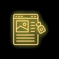 Neon icon of website being tagged for search engine optimization vector