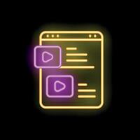 Neon sign representing online player interface with play buttons vector