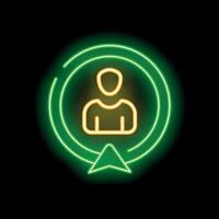 Neon green location pin icon pointing user profile avatar vector
