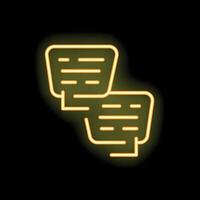 Neon sign showing two chat bubbles with text representing communication vector