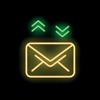 Neon mailbox sending and receiving emails icon vector