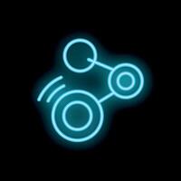 Neon icon of three circles connecting representing networking vector