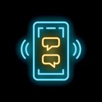 Neon sign showing smartphone receiving text message notifications vector