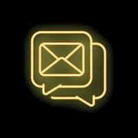 Neon icon of email envelope sending message in speech bubbles vector