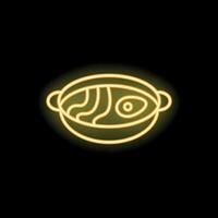 Neon sign of a fish soup in a bowl vector