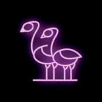 Pair of pink flamingos standing in neon light vector