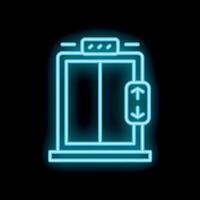 Neon elevator sign with up and down arrows on black background vector