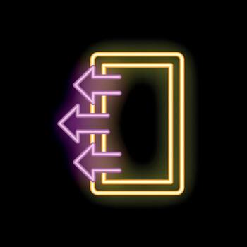 Neon sign representing incoming data flowing to device vector