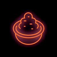Neon sign representing a bowl full of hummus with chickpeas on top vector