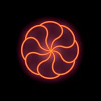 Neon light forming symmetrical circular shape on dark background vector