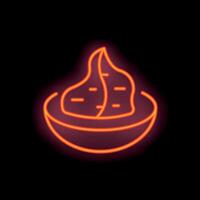 Neon sign showing steaming bowl of modak dumplings vector