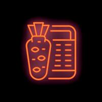 Neon sign representing calorie counting app with carrot and phone displaying calories vector