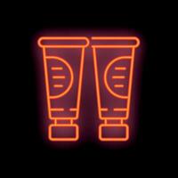 Neon sign of two tubes of sunscreen or toothpaste on a black background vector