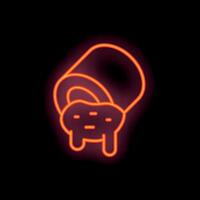 Neon sign of a red paint can dripping paint on a black background vector