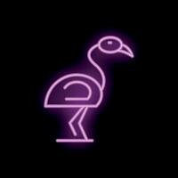 Neon flamingo sign standing on black background vector