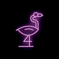 Pink neon sign shaped like a flamingo on a black background vector