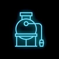 Glowing neon line icon of septic tank, a container receiving wastewater vector