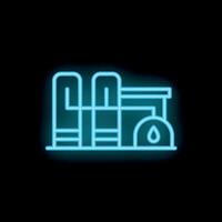 Neon style icon of water purification system showing water tank and filters vector