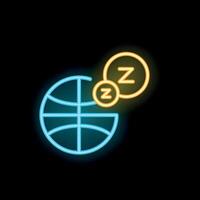 Neon icon of globe sleeping with z's for sleep deprivation concept vector