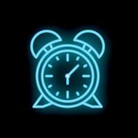 Blue neon clock showing time passing by vector