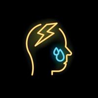 Neon sign representing a head experiencing a migraine with aura vector