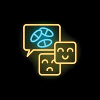 Neon icons representing patients discussing effects of medication vector