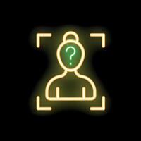 Neon icon of person inside a frame with question mark vector