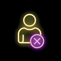 Neon icon of person rejected with a cross mark symbol vector