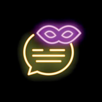 neón firmar demostración anónimo mensaje con carnaval máscara vector