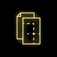 Neon yellow document icon glowing on black background vector