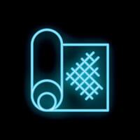 Neon icon of rolled up textile or fabric piece with visible structure vector
