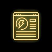 Neon yellow online energy website interface on black background vector