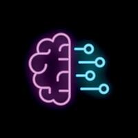 Neon brain connecting to artificial intelligence system vector