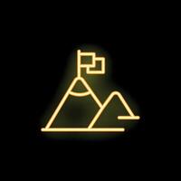 Neon style icon of flag on mountain top representing success vector